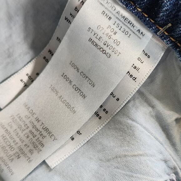 GOOD AMERICAN Good Vintage High Rise Straight Leg Jeans Size 6 Indigo Distressed - Picture 7 of 12